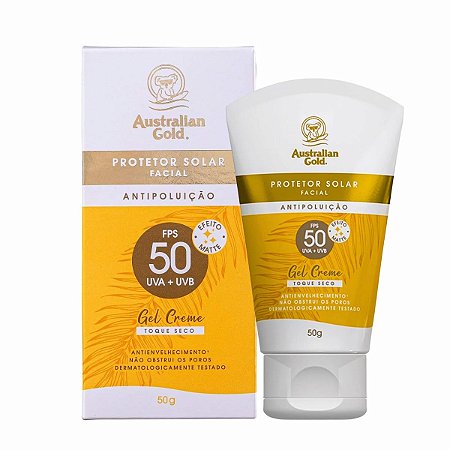Protetor Solar Facial Australian Gold Antipoluição Fps50 50g