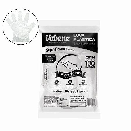Luva Plástica Vabene Tam:unico C/100un Ref.1494