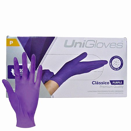 Luva Com Pó Unigloves Clássico Purple Tam:p C/100un