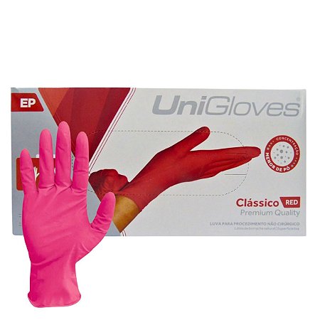 Luva Com Pó Unigloves Clássico Red Tam:ep C/100un