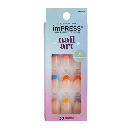 Unhas Autocolantes Kiss Impress Nail Art Young Love Amendoada C/30un Imm37b