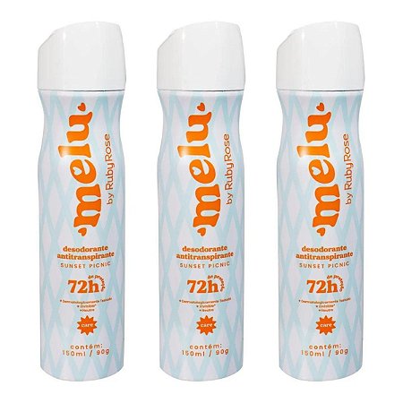 Kit Desodorante Antitranspirante Melu By Ruby Rose Sunset Picnic 150ml C/3