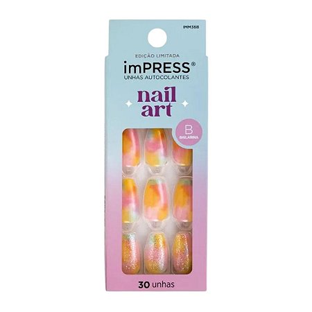 Unhas Autocolantes Kiss Impress Nail Art Candy Syrup Bailarina C/30un Imm36b