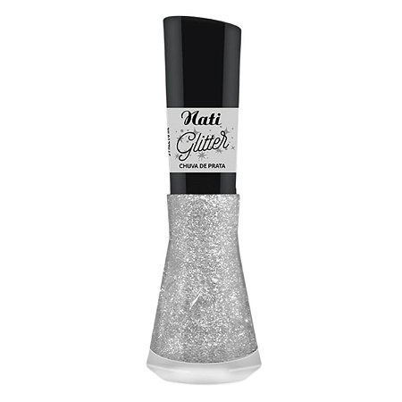 Esmalte Glitter Nati Chuva de Prata 8ml