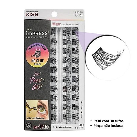 Refil Cílios Autocolantes Kiss New York Impress Wispy C/ 30 Tufos Ilm01