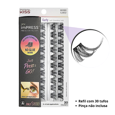 Refil Cílios Autocolantes Kiss New York Impress Curly  C/ 30 Tufos Ilm02
