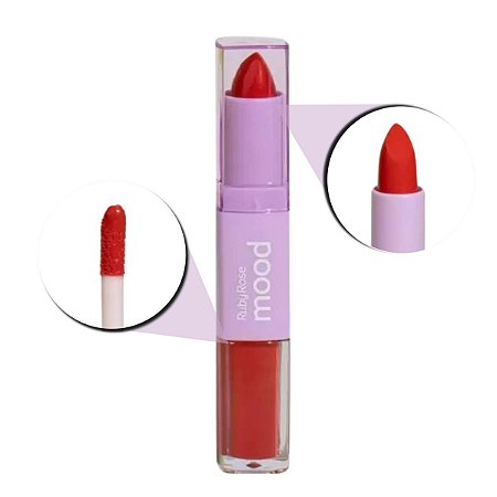 Batom Duo Ruby Rose Mood Vitamina e Cm13 3,2g
