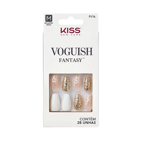 Unhas Postiças Kiss Ny Voguish Fantasy Beach Vibes Bailarina Médio C/28un Fv16