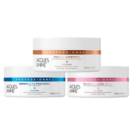 Kit Jacques Janine Cronograma: Hidratação, Nutrição e Reconstrução 80g