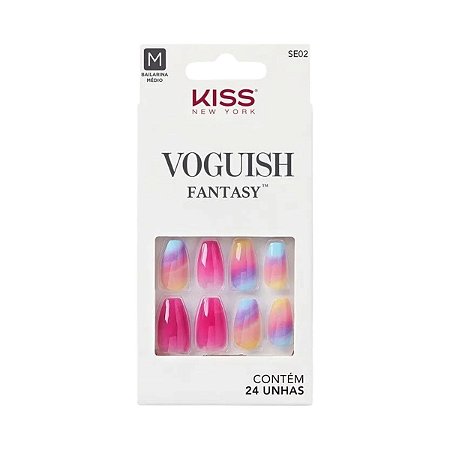 Unhas Postiças Kiss Ny Voguish Fantasy The Motto Bailarina Médio C/28un Se02