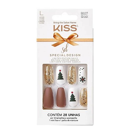 Unhas Postiças Kiss Sd North Pole Long C/28un Sd16x