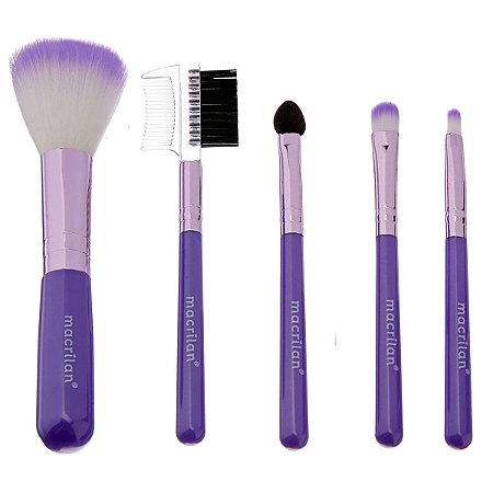Kit Pincéis Para Maquiagem Macrilan Roxo Kp5-18