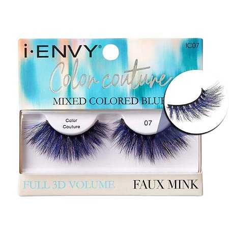 Cílios Postiços Kiss I-envy Color Couture Faux Mink Mixed Colored Blue Ic07