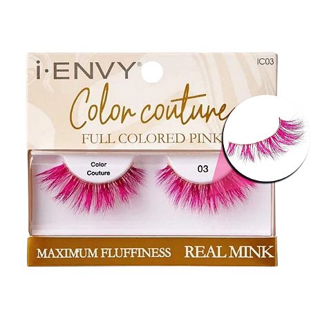 Cílios Postiços Kiss I-envy Color Couture Real Mink Full Colored Pink Ic03