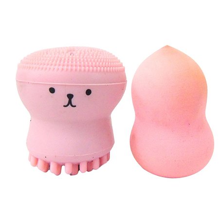 Esponja Para Maquiagem e Limpeza Facial  Meily's Rosa Mac-218