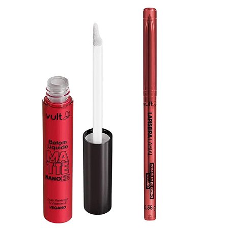 Lipkit Batom Líquido + Lapiseira Labial Vult Real Color Rubi