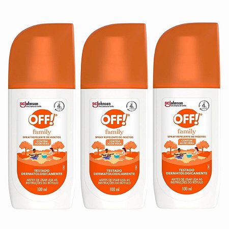 Kit Spray Repelente de Insetos Johnson Off! Family Com 3 100ml