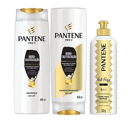 Kit Pantene Pro-v Hidro-cauterização: Shampoo 400ml, Condicionador 400ml e Creme Pentear 240g