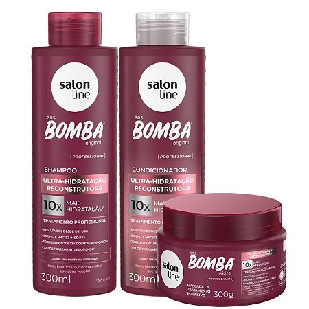 Kit Salon Line Sos Bomba Ultra-Hidratação Reconstrutora Com 3