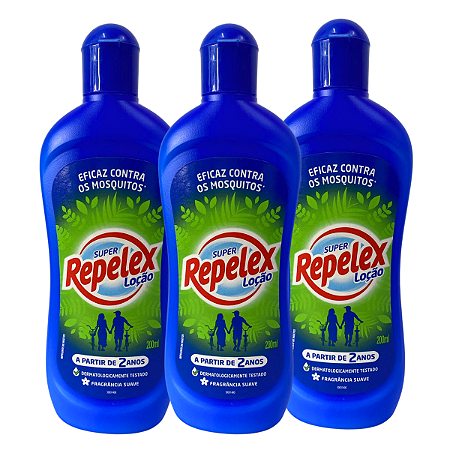 Kit Loção Repelente de Insetos Super Repelex Com 3 200ml