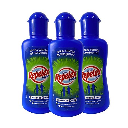 Kit Loção Repelente de Insetos Super Repelex Com 3 100ml