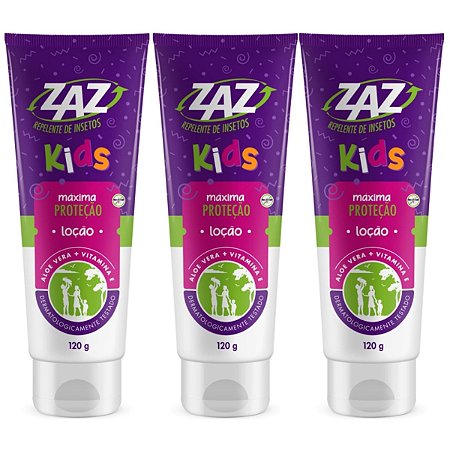 Kit Loção Repelente de Insetos Dahuer Zaz Kids Maxima Proteção Com 3 120g