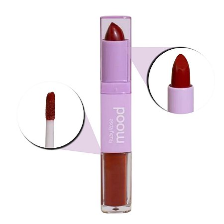Batom Duo Ruby Rose Mood Vitamina e Cm04 3,2g