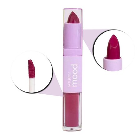 Batom Duo Ruby Rose Mood Vitamina e Cm08 3,2g