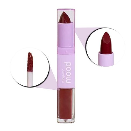 Batom Duo Ruby Rose Mood Vitamina e Cm11 3,2g