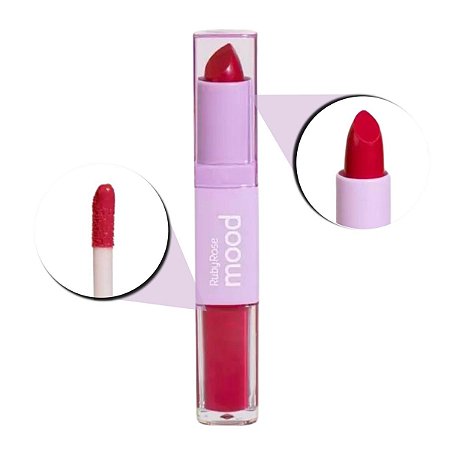 Batom Duo Ruby Rose Mood Vitamina e Cm12 3,2g