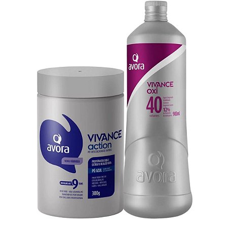 Kit Pó Descolorante Azul + Água Oxigenada Avora Vivance Action Com 2 900ml