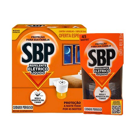 Repelente Elétrico Líquido SBP Aparelho + 2 Refis De 35ml