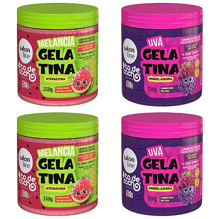 Kit Salon Line Kids: Gelatina 2 Melancia e 2 Uva 550g
