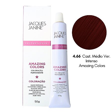 Coloração Jacques Janine 4.66 Cast. Médio Verm. Intenso 50g