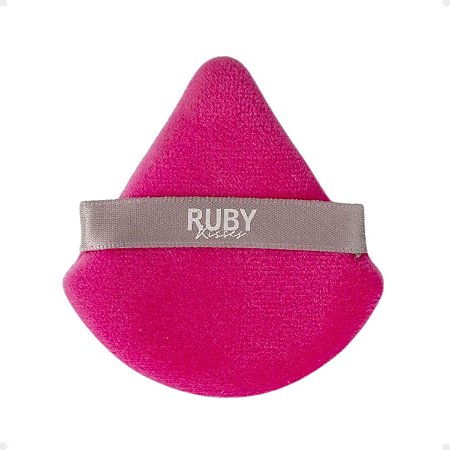 Esponja Puff Para Pó Ruby Kisses Triangular Rosa e Cinza