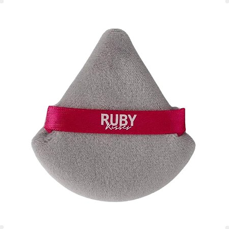 Esponja Puff Para Pó Ruby Kisses Triangular Cinza e Rosa