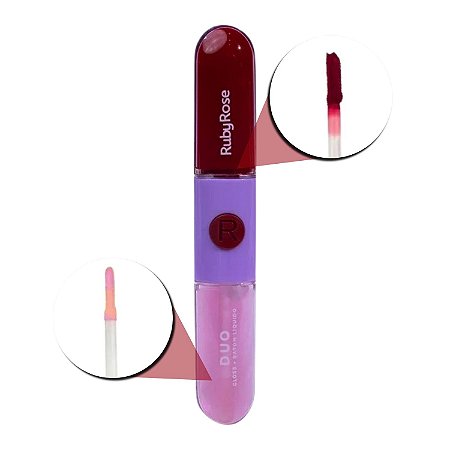 Gloss + Batom Líquido Duo Ruby Rose Ld07 9,6g