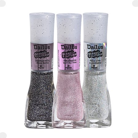 Kit Esmalte Dailus Babado e Gliteria Com 3 8ml