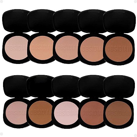Kit Pó Compacto Ruby Rose Obsidian Crystal Powder Com 10