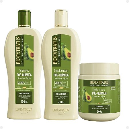 Kit Bio Extratus Pós Quimica Abacate e Jojoba Com 3