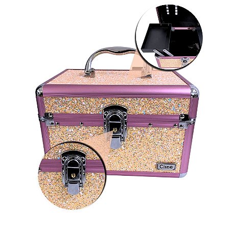 Maleta Cisne Linha Shine Salmão e Rosa Csn-5131B