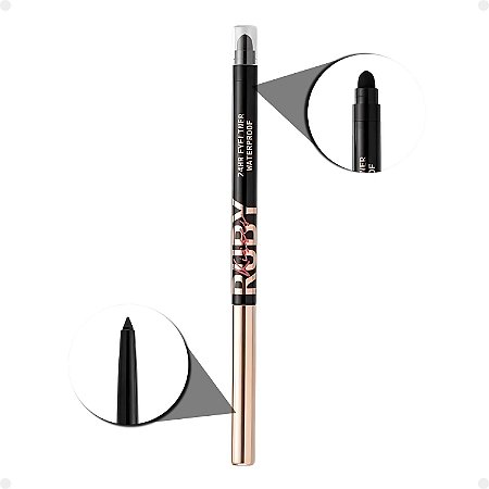 Lápis Retrátil Para Olhos Ruby Kisses Prova D'água Blackest Black Re01b