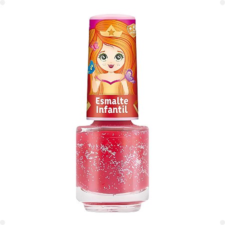 Esmalte Cremoso com Glitter Infantil Magia de Princesa Melancia 6,5ml