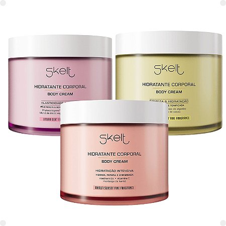 Kit Skelt Hidratante Desodorante Corporal Body Cream Com 3 200g