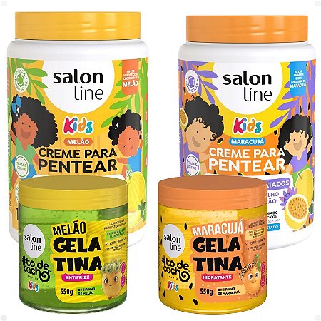 Kit Salon Line Kids: 2 Cremes e 2 Gelatinas Melão e Maracujá