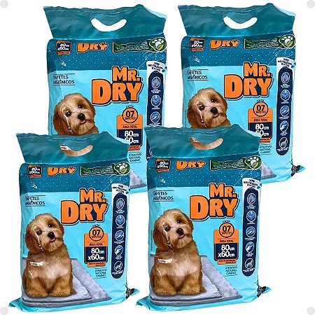 Kit Mr. Dry: 4 Tapetes Higiênicos 80x60 Com 7 Unidades
