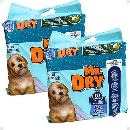 Kit Mr. Dry: 2 Tapetes Higiênicos 60x60 Com 7 Unidades