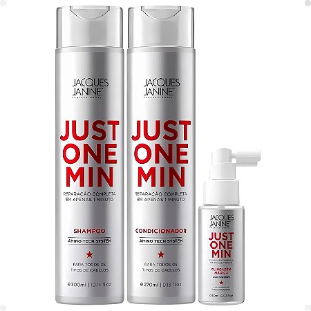 Kit Jacques Janine Just One Min: Shampoo, Condicionador, Blindagem 60ml