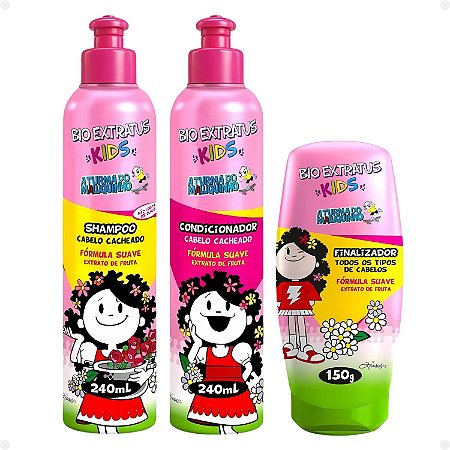 Kit Bio Extratus Kids A Turma do Maluquinho Cacheado: Shampoo, Condicionador e Finalizador