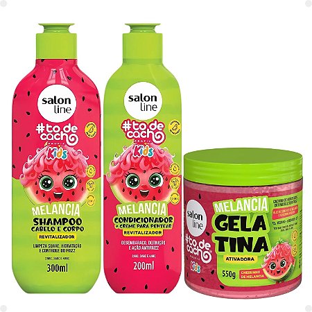 Kit Salon Line Kids: Shampoo e Condicionador + Gelatina Ativadora Melancia